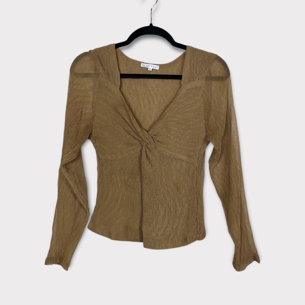 Aemi+Co Gauze Sheer Babydoll Long Sleeve Top Small Fairy Forrest Grunge Boho